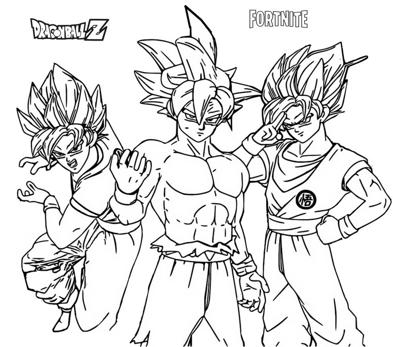 Dibujo para colorear Fortnite Capítulo 3 Temporada 3 - Buena Onda : Dragon  Ball Z - Son Goku 17