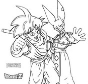 Coloring page Dragon Ball Z - Son Goku - Beerus