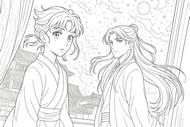 Zeichnung zum Ausmalen - Maomao & Jinshi - Die Tagebücher der Apothekerin
