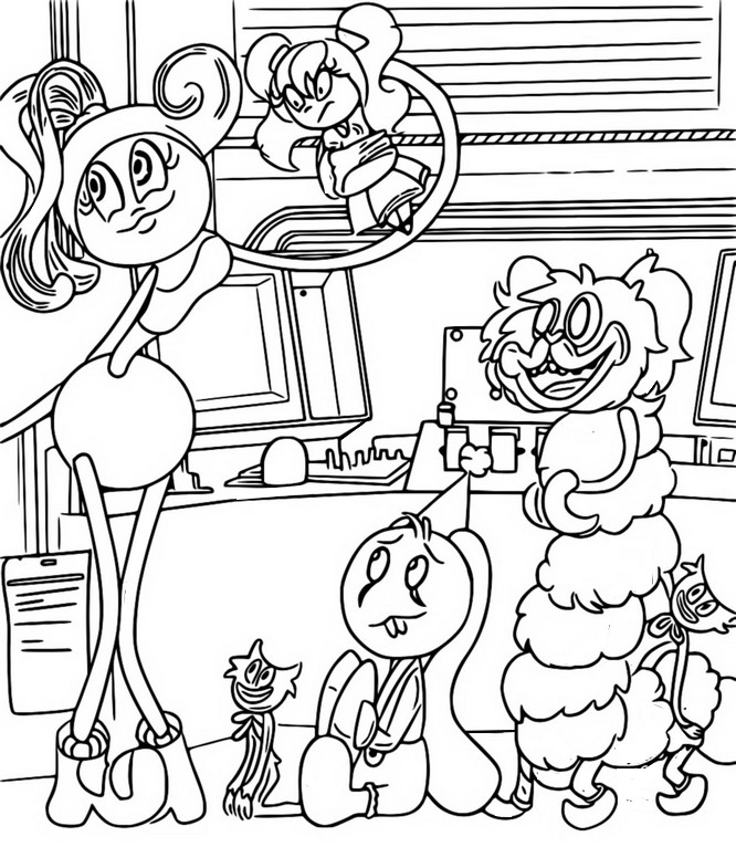 Desenho para colorir Mommy Long Legs, Bunzo Bunny, PJ Pug-a-pillar