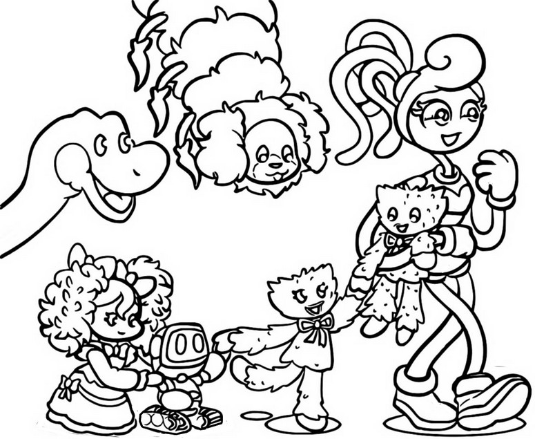 Coloring page Mommy Long Legs & Minnie Huggies