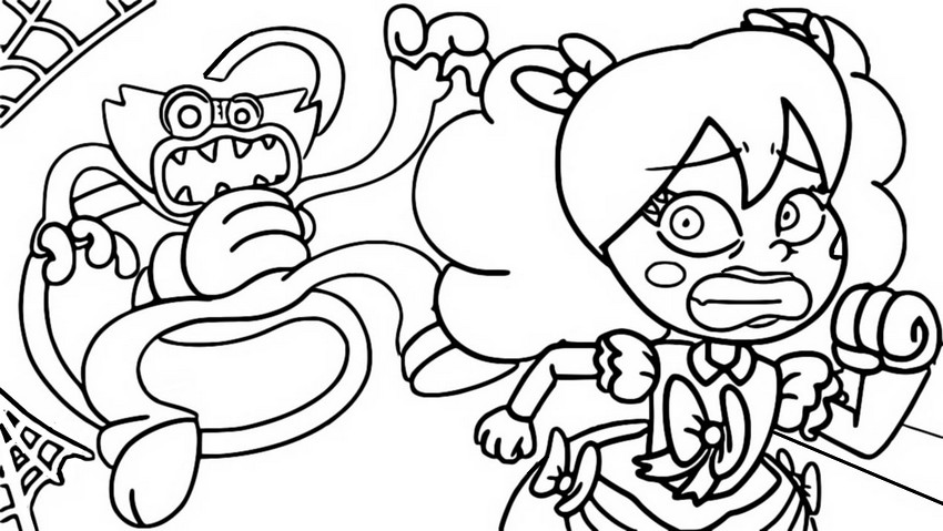 Coloring page Huggy Wuggy & Poppy Playtime