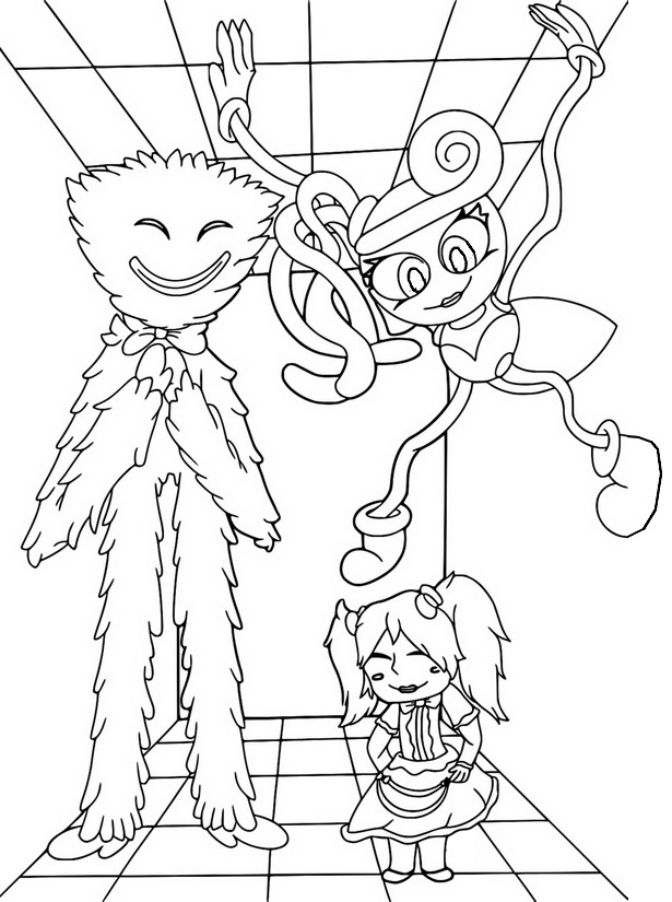 Mommy Long Legs Standing Poppy Playtime Coloring Page for Kids