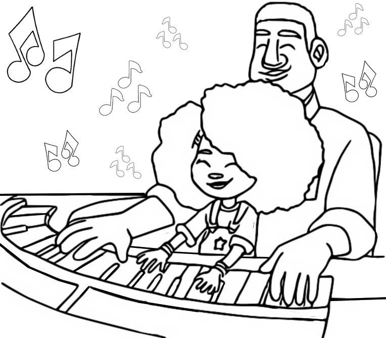 Coloring page Karma and her daddy - Karma's World