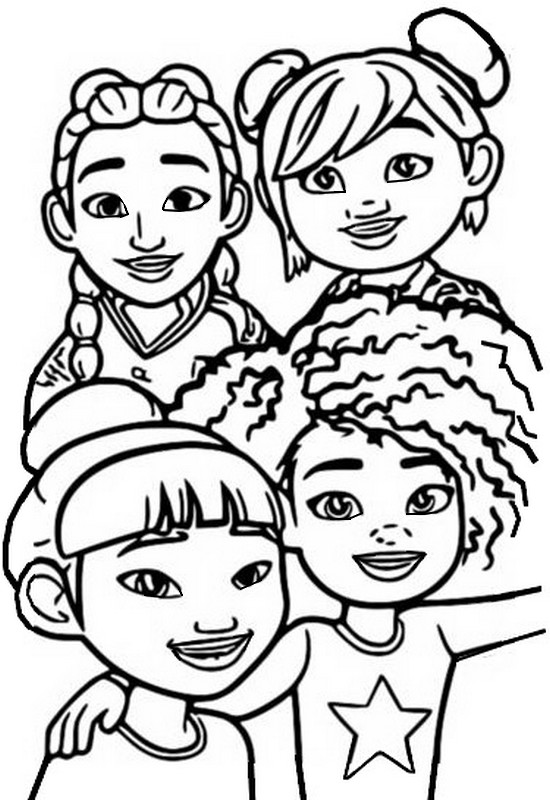 Desenho para colorir Karma e seus amigos