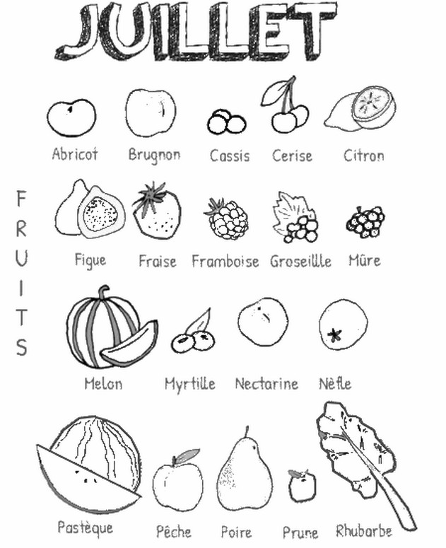 Coloriage Fruits de juillet