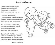 Dessin à colorier - Comptine Merci Maîtresse - Juillet
