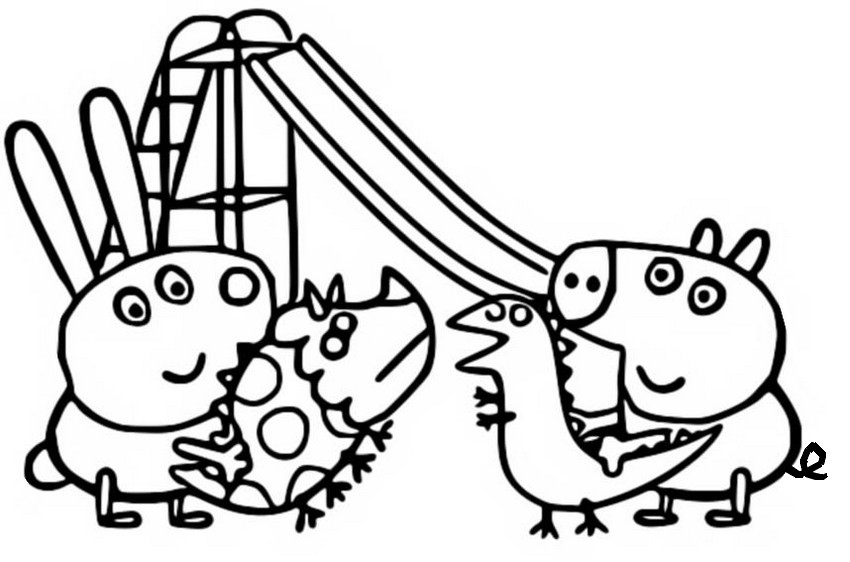 Dibujo para colorear Aprendiendo a compartir - Peppa Pig