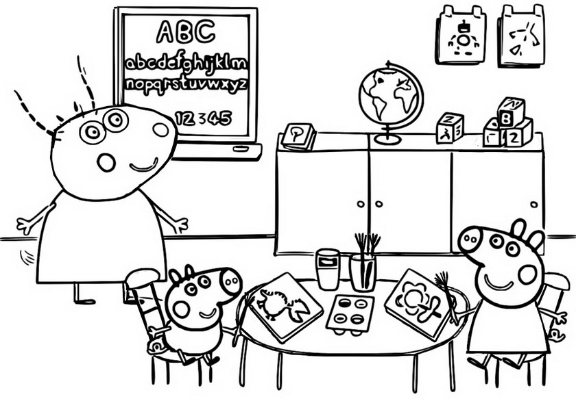 Desenho para colorir Peppa Pig : Na escola 10