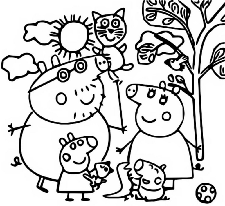 Disegno da colorare Famiglia - Peppa Pig