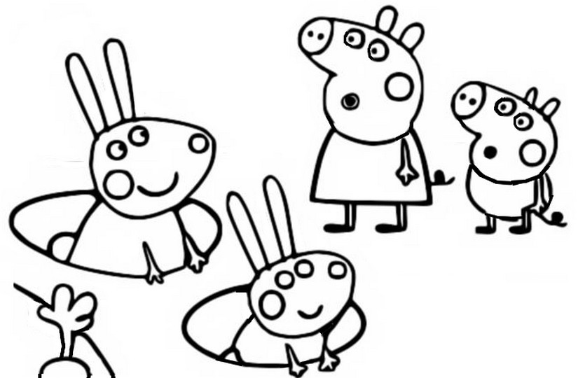 Dibujo para colorear Rebecca y Richard Rabbit - Peppa Pig