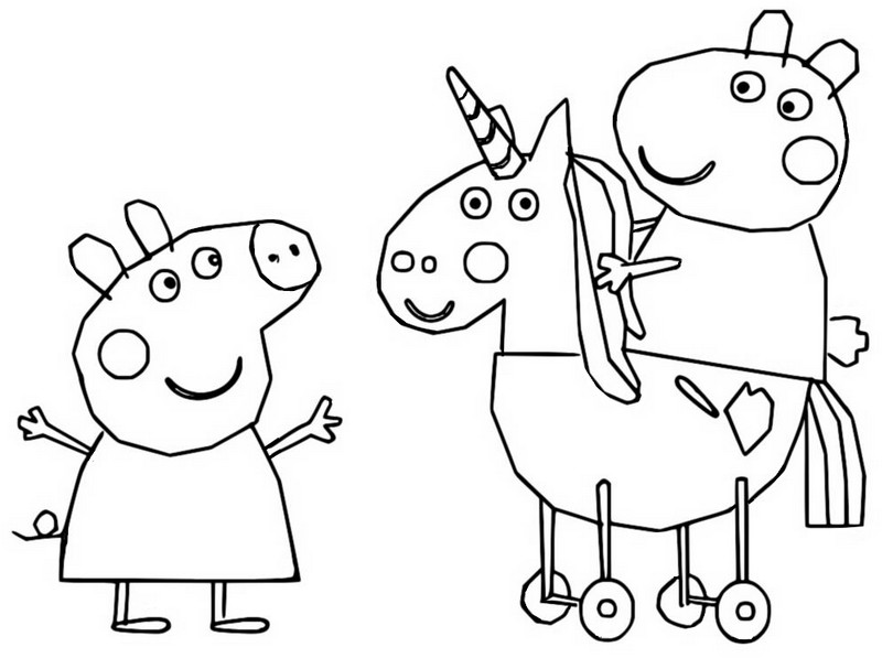 Dibujo para colorear El unicornio mágico - Peppa Pig