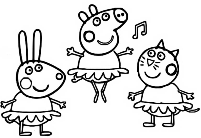 Desenho para colorir Peppa Pig : A aula de dança 9