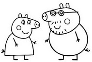 Desenho para colorir Papai Pig e Mamãe Pig