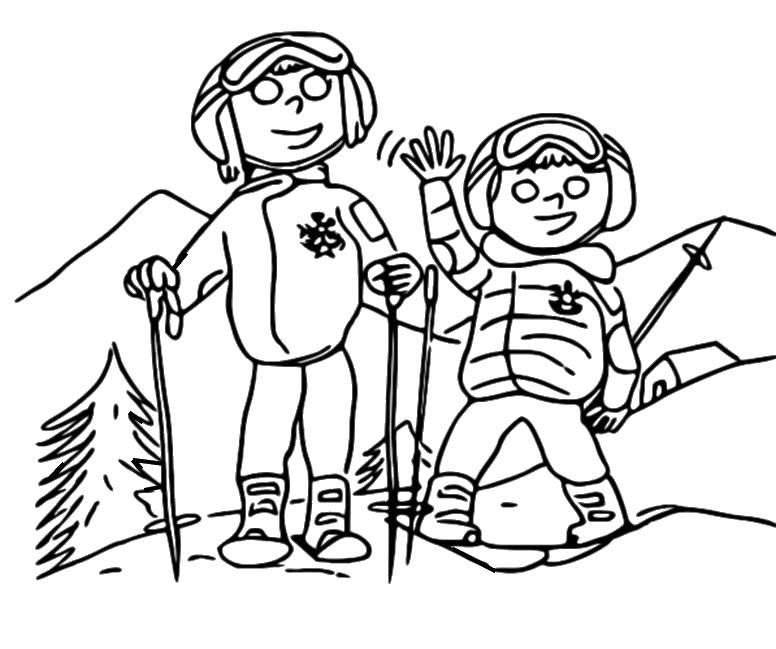 Målarbok Åka skidor