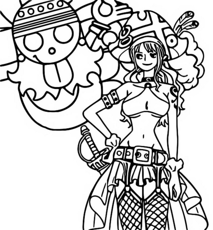 Coloring page Nami - One Piece Red