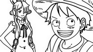 Desenho para colorir Luffy & Uta