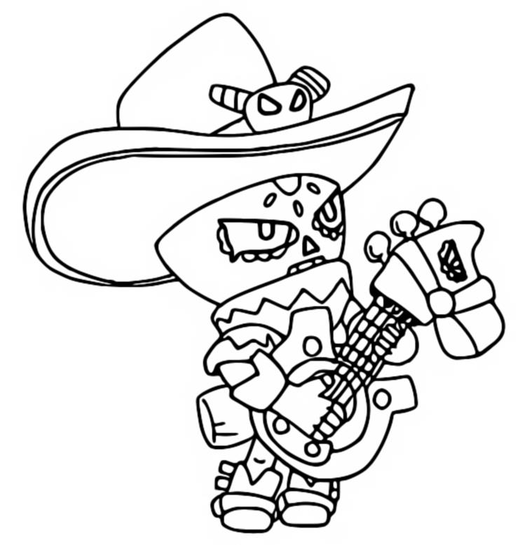 Desenho para colorir Poco Bandido (patamar 1 do Brawl Pass)