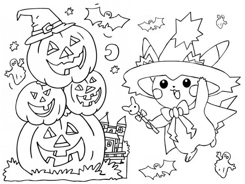 Tulostakaa V rityskuvia Pok mon Halloween Pikachu Noita 1