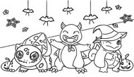 Desenho para colorir Bulbasaur, Charmander, Squirtle