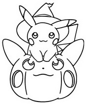Kleurplaat Pikachu Pompoen