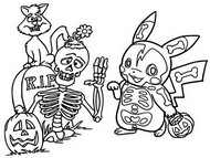 Dibujo para colorear Pikachu Esqueleto