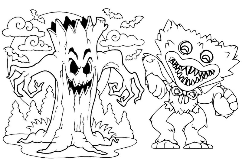 Desenho para colorir Huggy Wuggy - Poppy Playtime Halloween