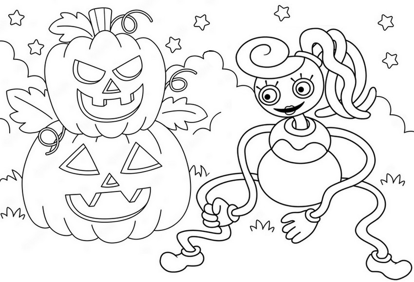 Coloring Page Poppy Playtime Halloween Mommy Long Legs 2