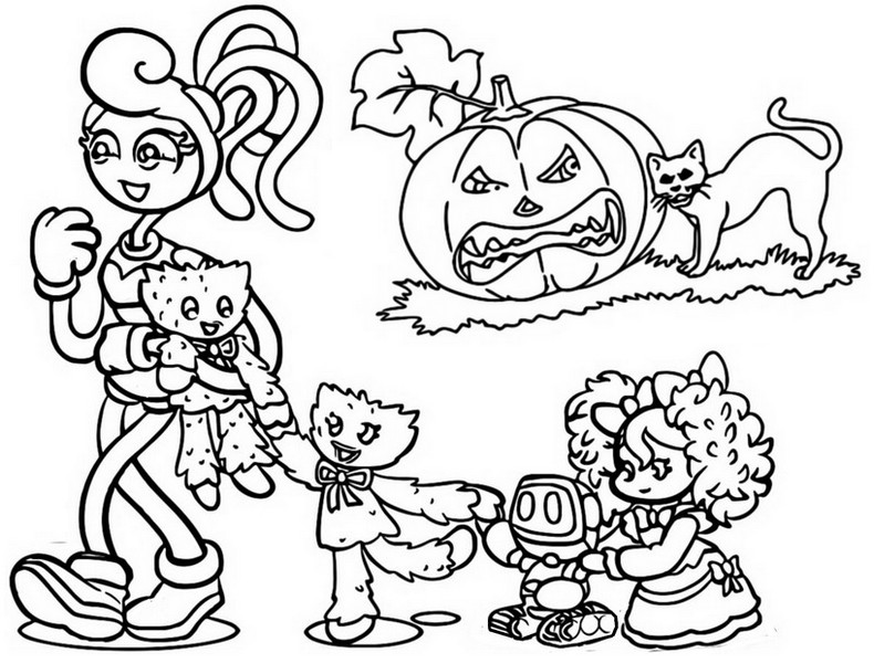 Coloriage Mommy Long Legs & Poppy - Poppy Playtime Halloween