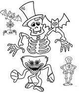 Coloriage Squelettes - Chauve-souris