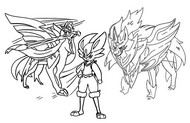 Coloring page Zacian - Zamazenta - Cinderace