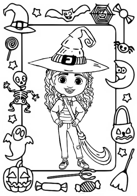 Dibujo para colorear Tarjeta de Halloween - La casa de muñecas - Halloween