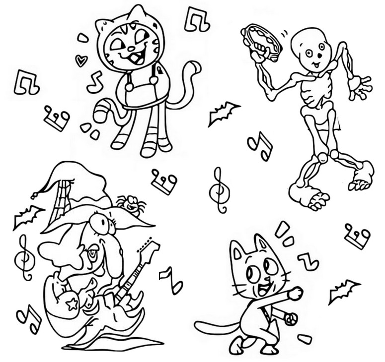 Tulostakaa V rityskuvia Gabbyn Nukketalo Halloween DJ Catnip 