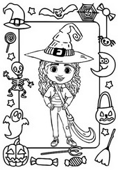 Coloring page Halloween card