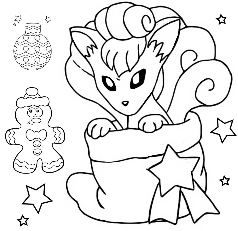 Desenho para colorir Vulpix - Pokémon - Natal