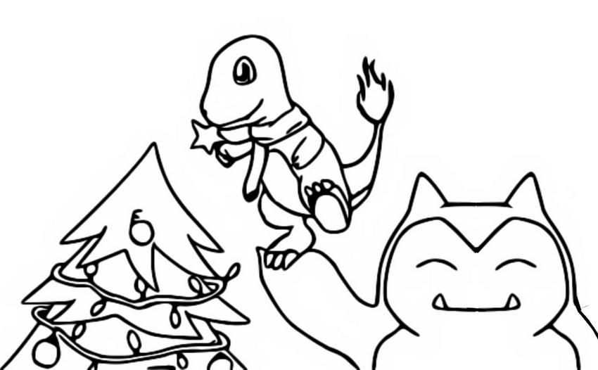 Desenho para colorir Charmander & Snorlax