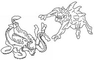Ausmalbild zum Ausdrucken - Eiskäfer vs. Feuerkrake - Eldrador Creatures