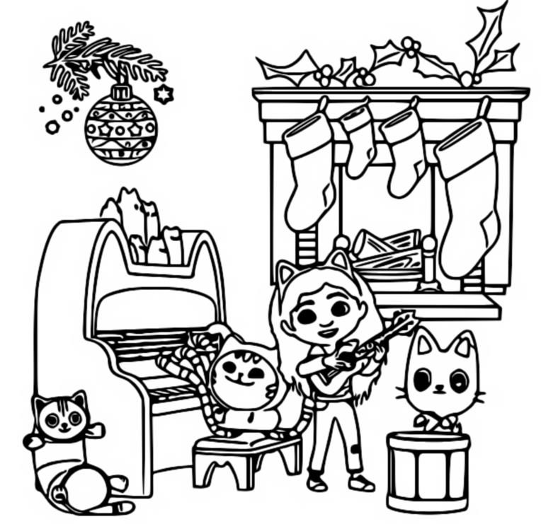 Coloring Page Gabby s Dollhouse Christmas Christmas Songs 3