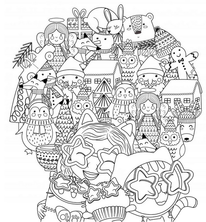 Desenho para colorir Gabby e seus amigos - A Casa Mágica da Gabby - Natal