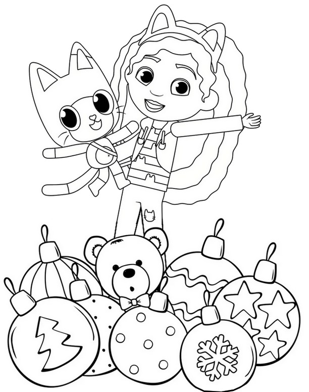 Coloring Page Gabby s Dollhouse Christmas Gabby Pandy Paws 6