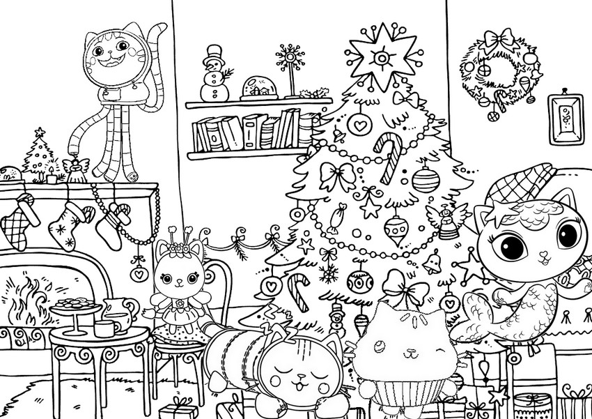 Fargelegging Tegninger Juletreet - Gabbys dukkehus - Jul