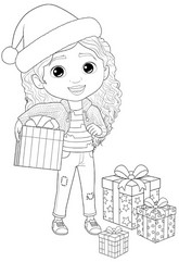 Coloriage - Les cadeaux - Gabby et la maison magique - Noël