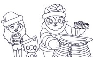 Coloring page Santa Kitty
