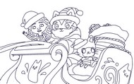 Coloring page Santa's cat's sled