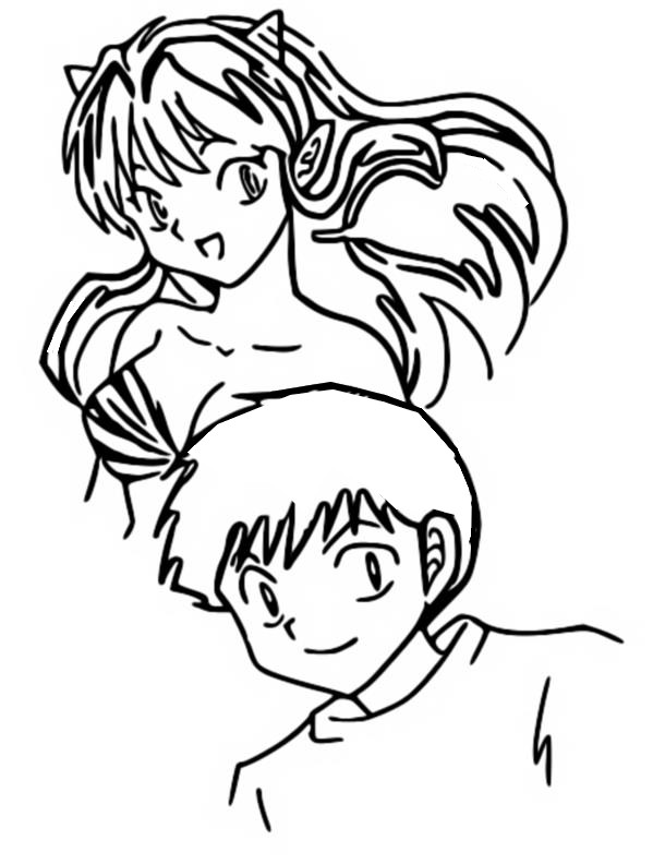 Coloriage Ataru Moroboshi & Lum