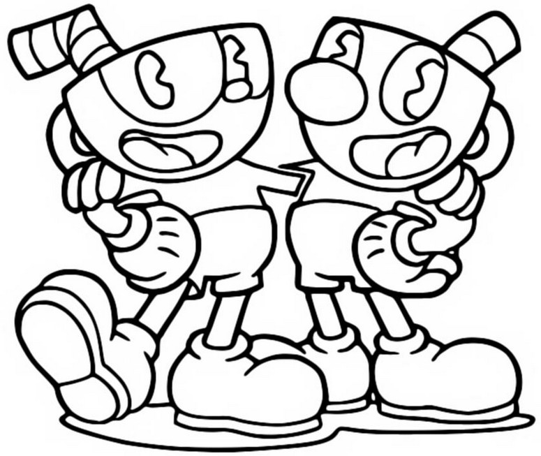 Desenho para colorir Cuphead & Mugman