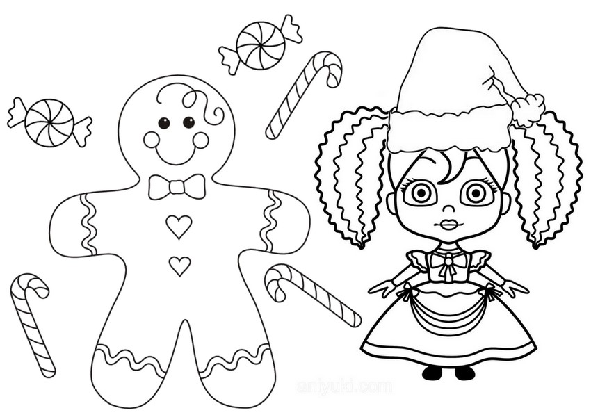 Fargelegging Tegninger Gingerbread Man - Poppy Playtime - jul