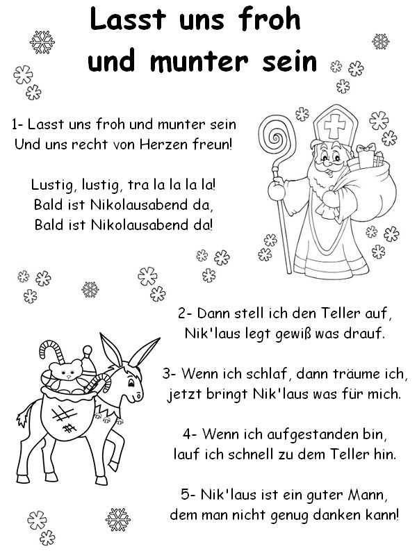 Coloring page In German: Lasst uns froh und munter sein