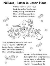 Kleurplaat In het Duits: Niklaus, komm in unser Haus
