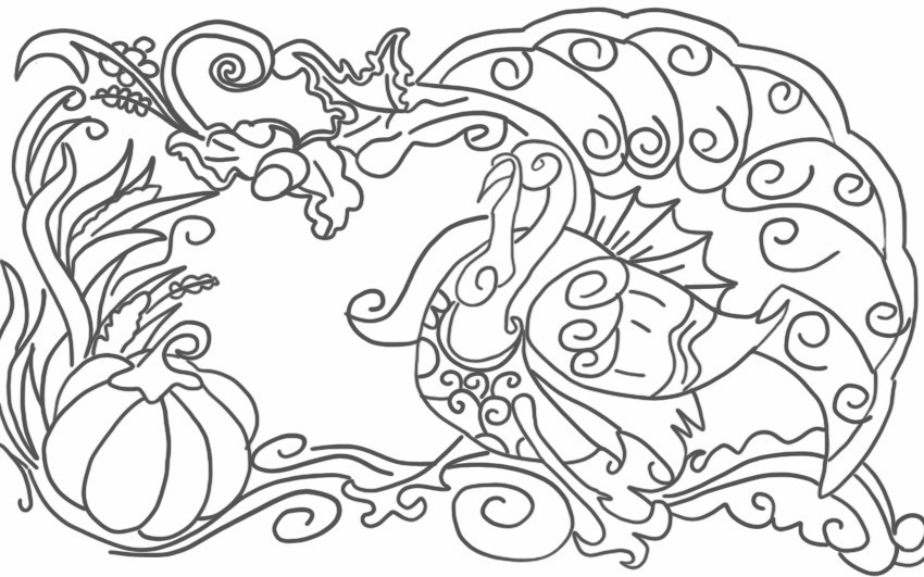 Dibujo para colorear Pavo y calabaza